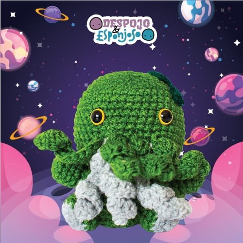 monstruo de peluche chibi cthulhu inspirado en HP Lovecraft marca Despojo & Esponjoso