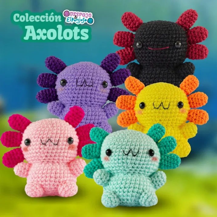 despojo y esponjoso, ajolotes, ajolote de peluche, estambre, amigurumi, crochet, esponjositos, axolot, ajolotitos