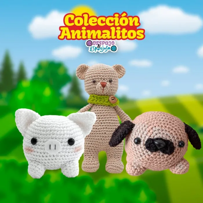 animalitos, amigurumi, crochet, oso de peluche, perrito tejido, cerdito, esponjosito, animales de granja, despojo y esponjoso