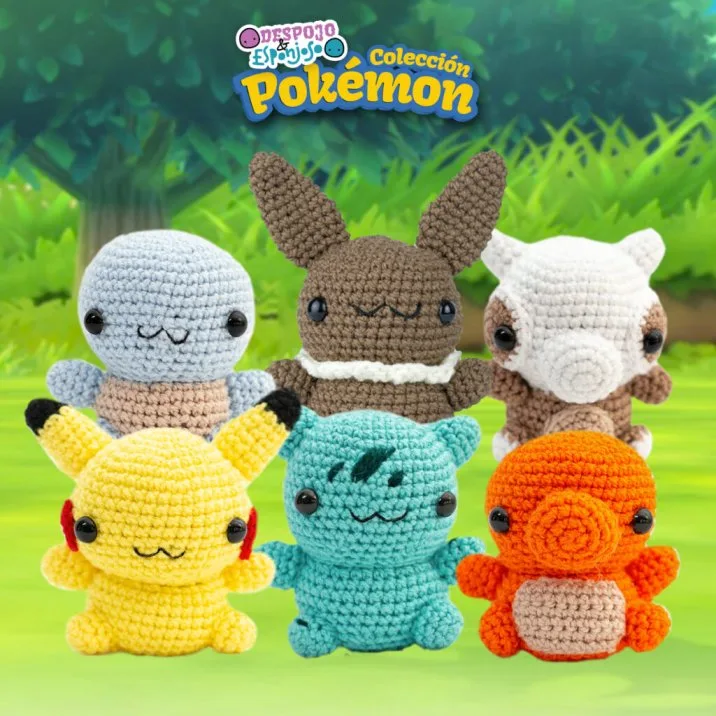 despojo y esponjoso, pokemon, peluches, amigurumi, crochet, estambre, pikachu, bulbasaur, squirtle, cubone, eevee, charmander